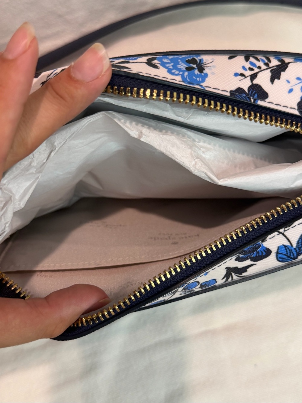 kate spade Blue and Black Floral Crossbody Bag - Picture 3 of 6